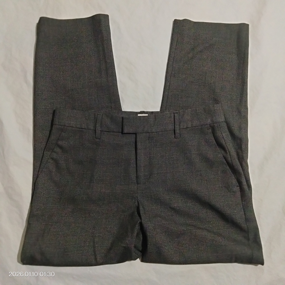 Gap Womens Grey Plaid Grid Check Flat Front Pants Size 6R(30x27)